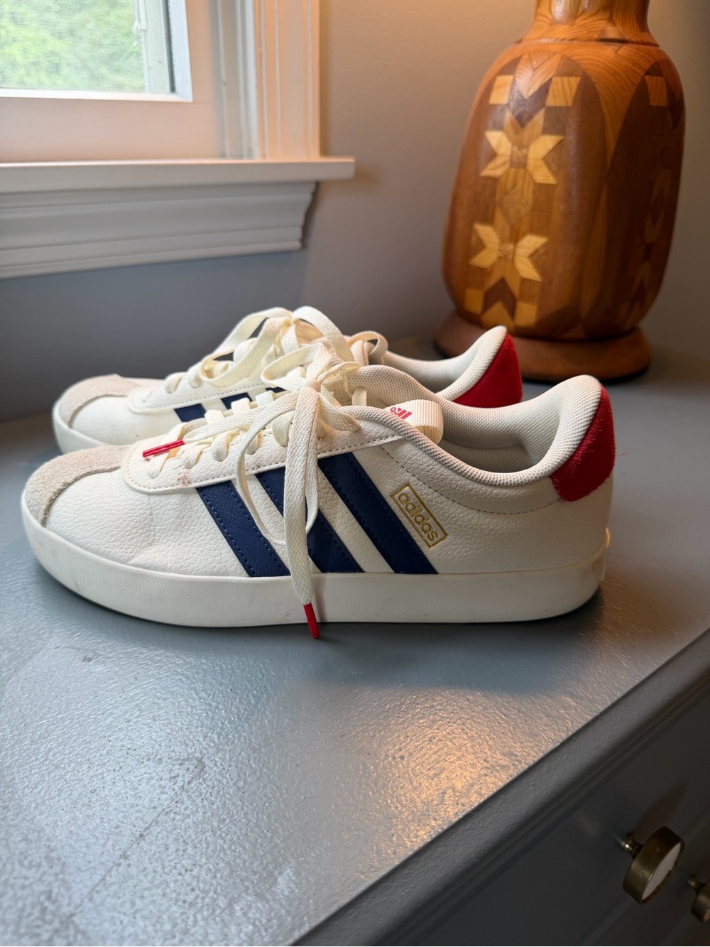 adidas Women’s VL Court 3.0 with Navy Three Stripes and Red Heel